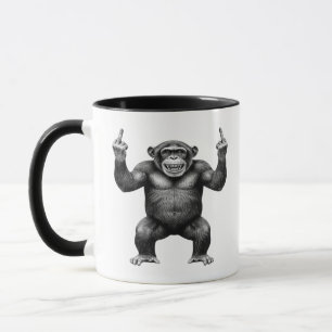 Double Middle Finger Chimpanzee Mug