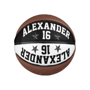Double Name Black and White Personalise Basketball