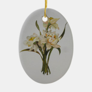 Double Narcissi Bouquet Floral Art Ceramic Tree Decoration