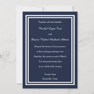 Double Navy Trim -5x7Wedding Invitation