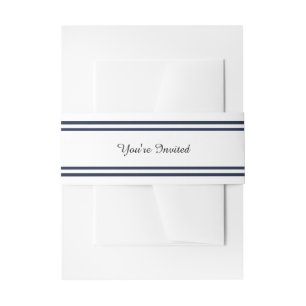 Double Navy Trim - Belly Band Invitation Belly Band