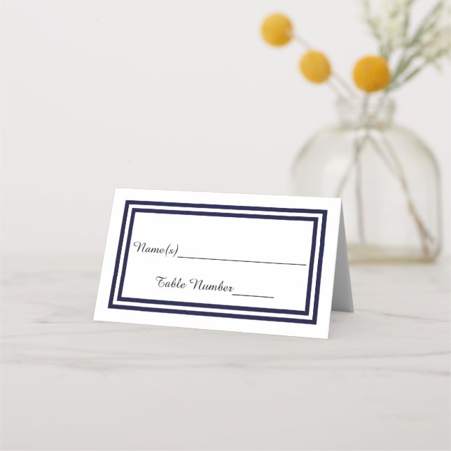 Double Navy Trim - Escort Card (Front)