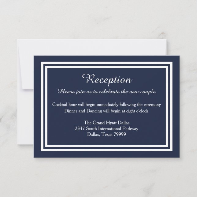 Double Navy Trim - Reception Invition Invitation (Front)