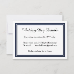 Double Navy Trim - Wedding Day Details Invitation