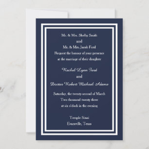 Double Navy Trim - Wedding Invitation