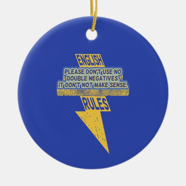 Double negative English language literacy Ceramic Tree Decoration (Front)