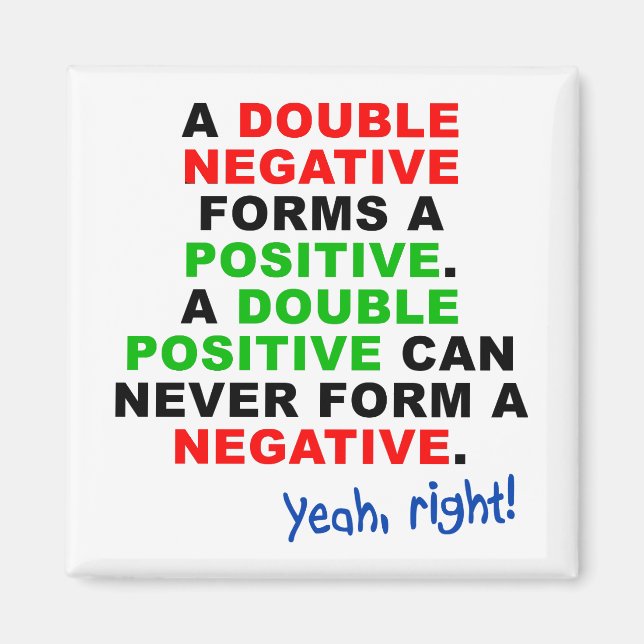Double Negative Positive Funny Fridge Magnet (Front)