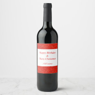 Double occasion birthday and Christmas lable Wine Label