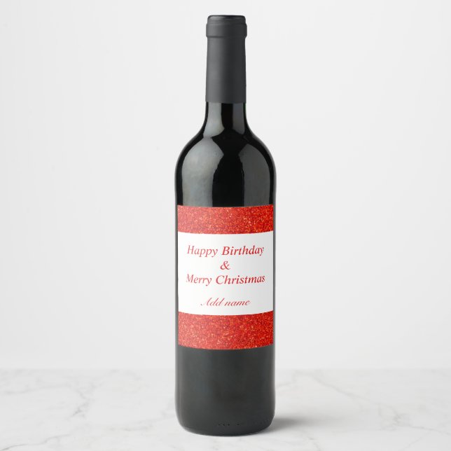 Double occasion birthday and Christmas lable Wine Label (Front)