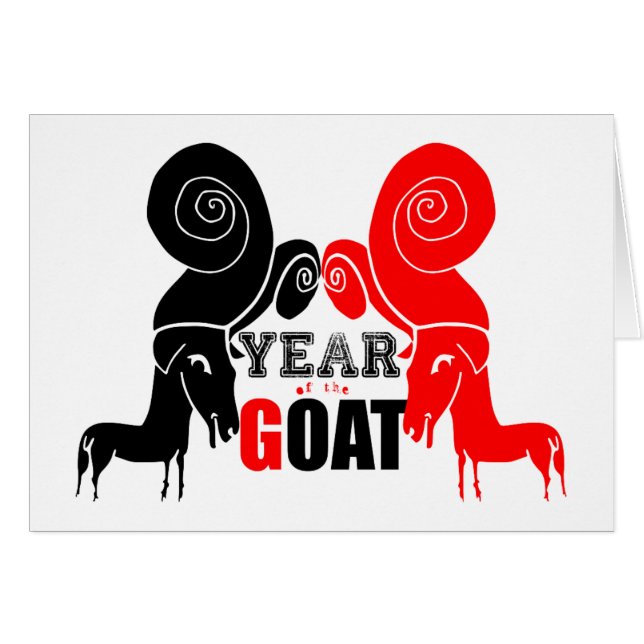 Double Odd Goat Chinese Year Zodiac Birthday Card (Front Horizontal)