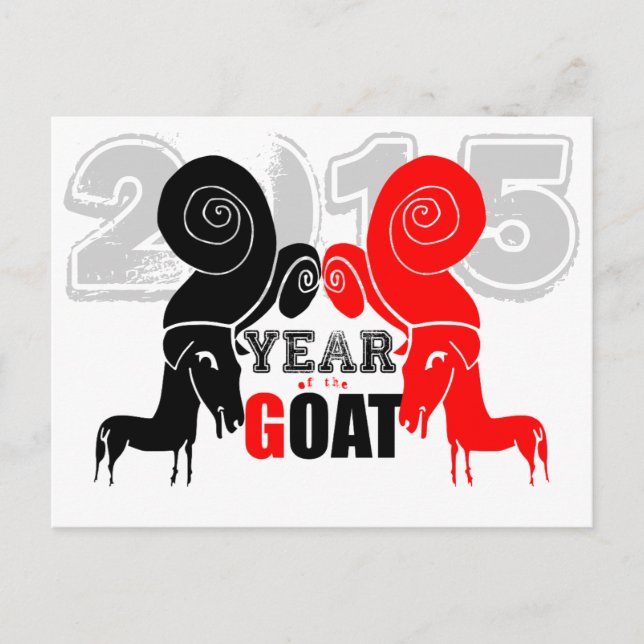 Double Odd Goat Chinese Year Zodiac Custom PostC Holiday Postcard (Front)