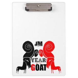 Double Odd Goat Chinese Year Zodiac Monogram ClipB Clipboard