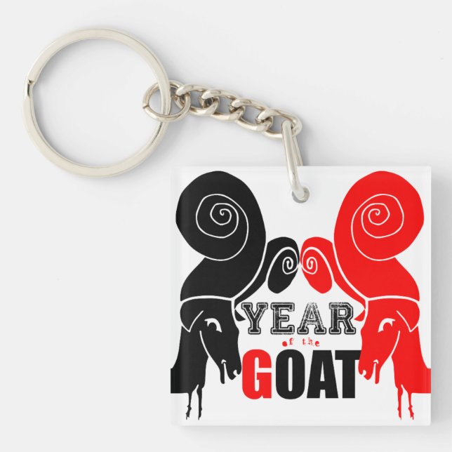 Double Odd Goat Chinese Year Zodiac Monogram KeyC2 Key Ring (Front)