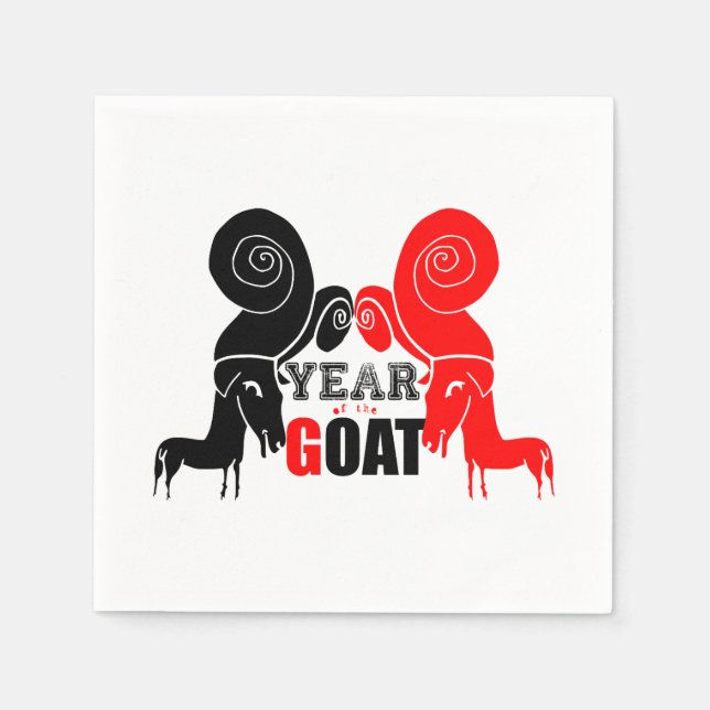 Double Odd Goat Chinese Year Zodiac Paper Napkin (Front)