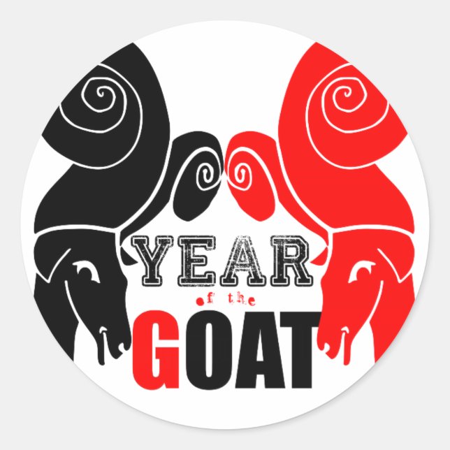 Double Odd Goat Chinese Year Zodiac Round Sticker (Front)