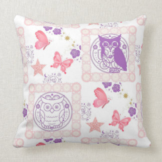 Double Owls and Butterflies Cushion