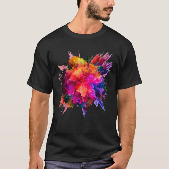 Double Paint Splash Ultra Vivid Bright Design T-Shirt (Front)