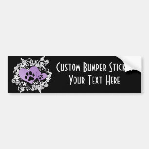 Double Paw Valentine Hearts - Purple Bumper Sticker