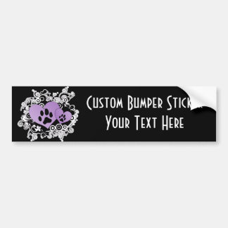 Double Paw Valentine Hearts - Purple Bumper Sticker