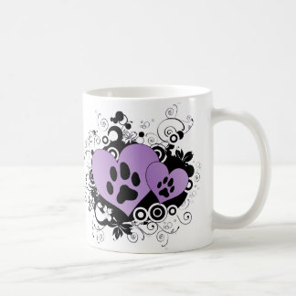 Double Paw Valentine Hearts - Purple Coffee Mug