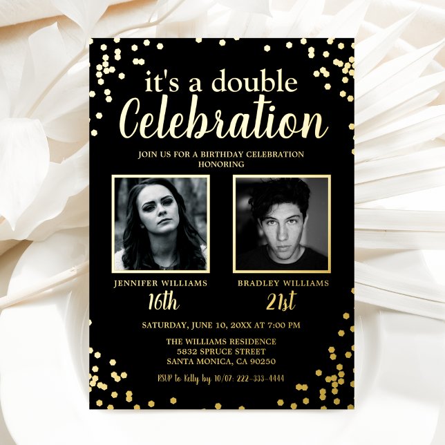 Double Photo Black Gold Birthday (Creator Uploaded)