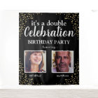 Double Photo Black Gold Birthday Banner