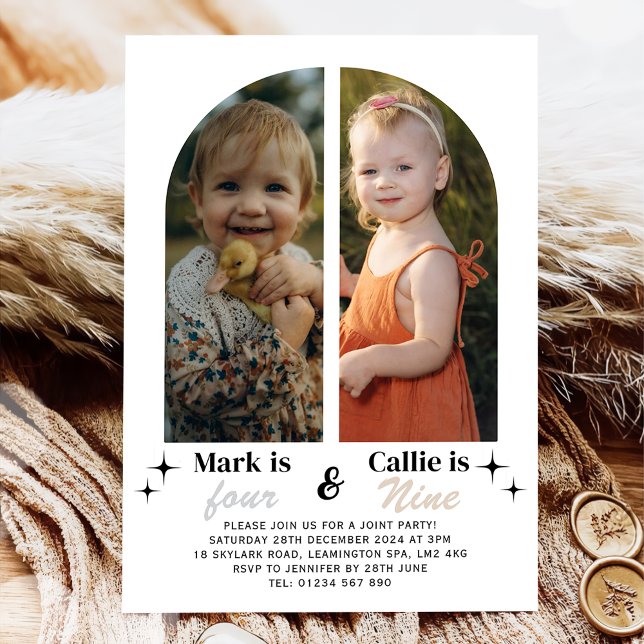 Double Photo Joint Birthday Invitation (Creator Uploaded)