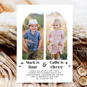 Double Photo Joint Birthday Invitation