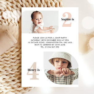 Double Photo Joint Birthday Invitation