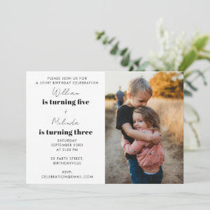 Double Photo Joint Birthday Party Invitation