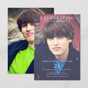 Double Photo Masculine 25th Birthday Invitation