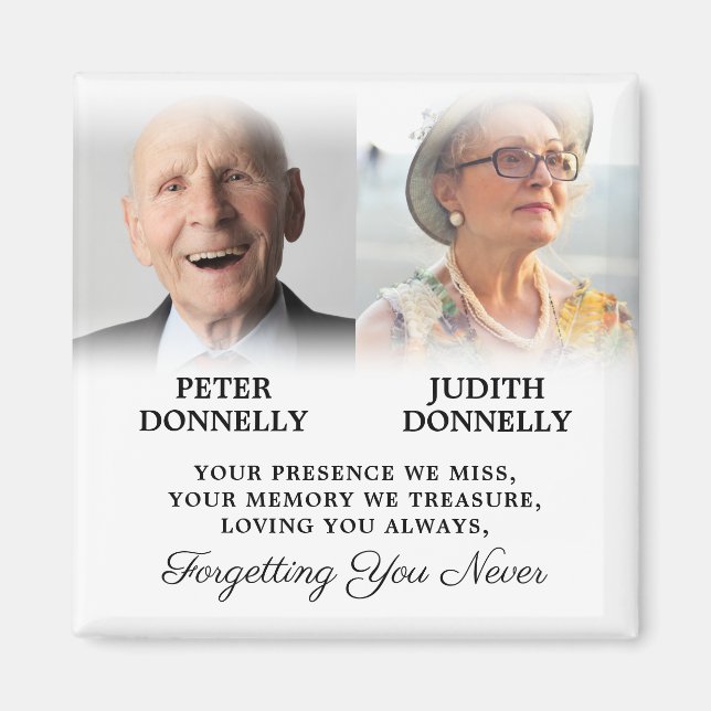 Double Photo Memorial Funeral Favour Magnet (Front)