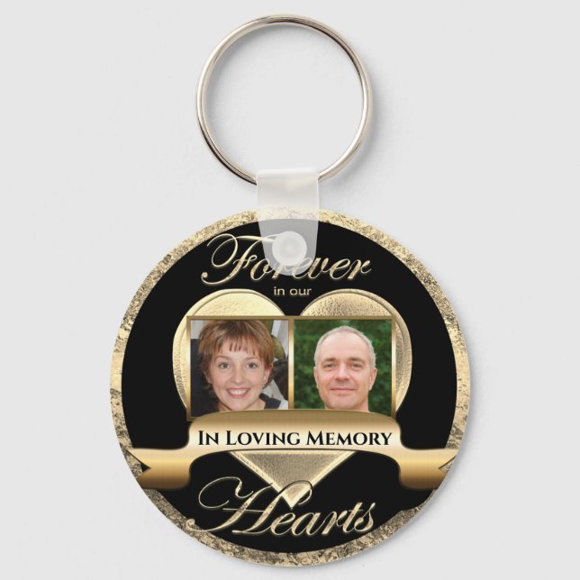 Double Photo Memorial in Loving Memory Keychain (Front)