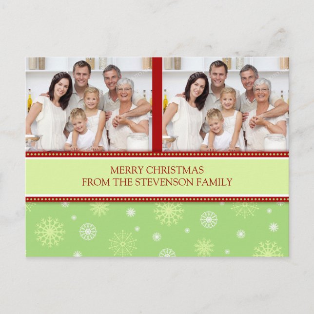 Double Photo Merry Christmas Postcards Snow (Front)