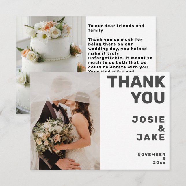 Double photo modern thank you card (Front/Back)