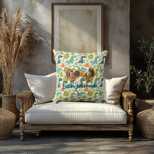 Double Photo Pillow with Hearts & Kawaii Dinosaur 