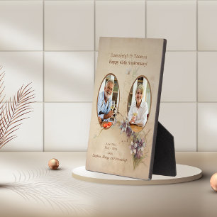 Double Photo Vintage Wedding Anniversary Keepsake Plaque