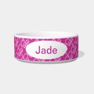 Double Pink Crowns Custom Name Pet Bowl