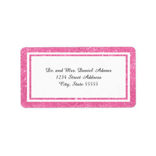 Double Pink Glitter Trim - Address Label