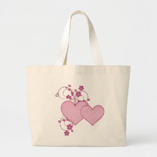 Double Pink Heart & Glitter D2 Valentine's Day Large Tote Bag
