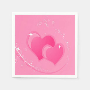Double Pink Hearts Napkin