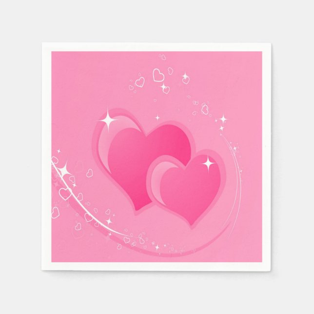 Double Pink Hearts Napkin (Front)