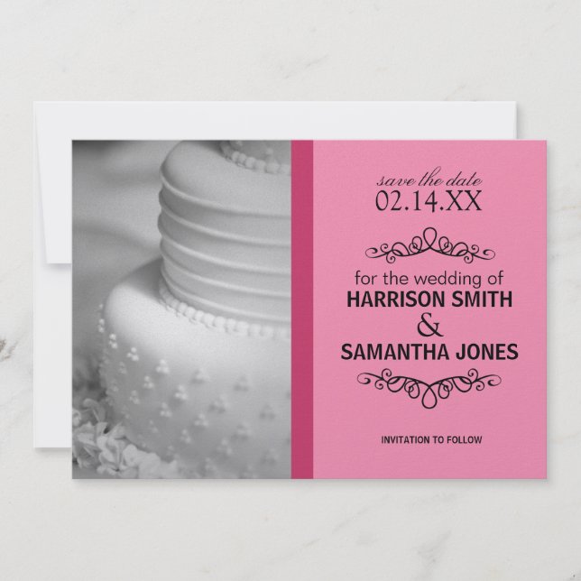 Double Pink Save the Date Wedding Announcements (Front)