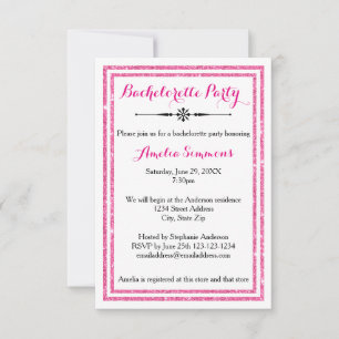 Double Pink Trim - 3x5 Bachelorette Invitation