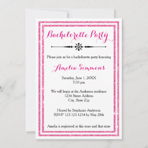 Double Pink Trim -Bachelorette Party Invitation