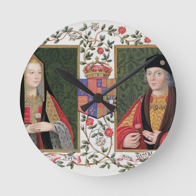 Double portrait of Elizabeth of York (1465-1503) a Round Clock (Front)