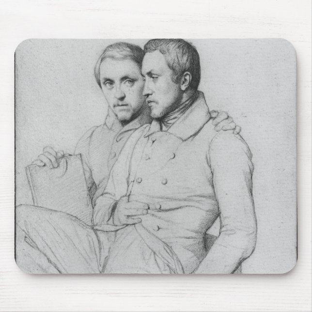 Double portrait of Hippolyte and Paul Flandrin Mouse Mat (Front)