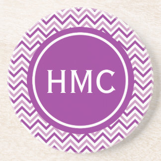 Double Purple Chevron Monogram Coaster