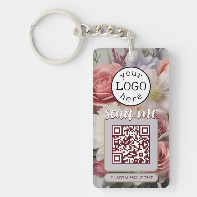 Double QR Code for Business Cut Flowers Key Ring (Front)