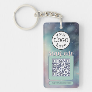 Double QR Code for Business Galaxy Stars Key Ring